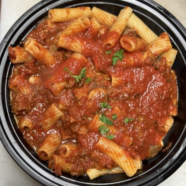 Rigatoni with Spicy Sausage & Mushroom Sauce.