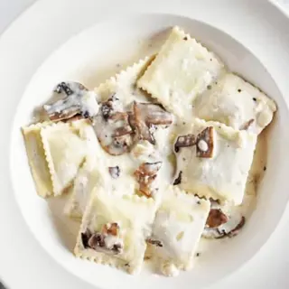 Porcini Mushroom Ravioli in Mushroom cream sauce