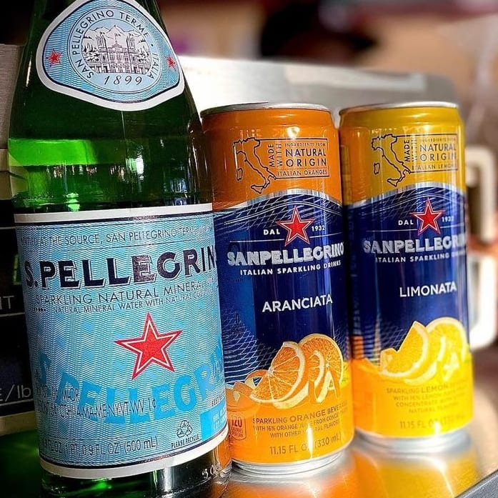 Assorted San Pellegrino Sparkling Waters.